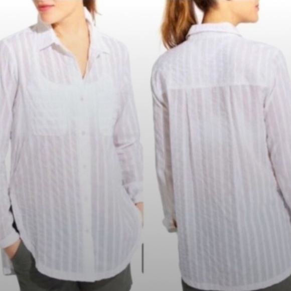 Athleta Peninsula Button White Down Shirt Size XXS - Picture 3 of 8
